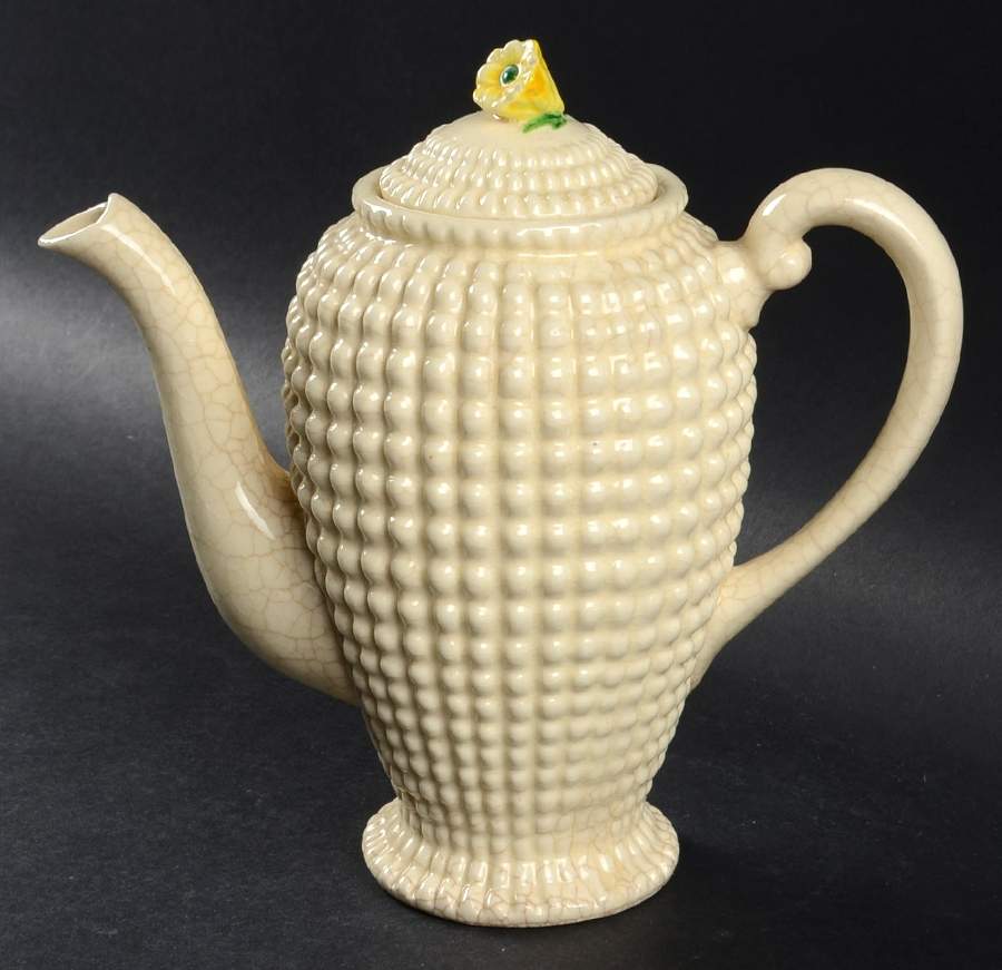 Hobnail Small Coffee Pot & Lid by Maruhon Ware (Japan)-1