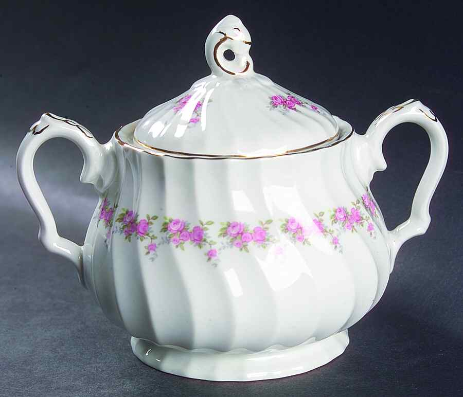 Pink Petite Sugar Bowl & Lid by Myott Staffordshire-1