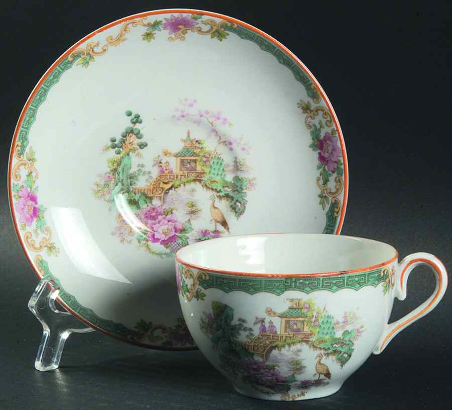 Flamingo Flat Cup & Saucer Set by Myott Staffordshire-1