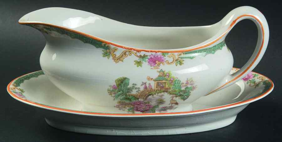 Flamingo Gravy Boat & Underplate/Relish by Myott Staffordshire-1