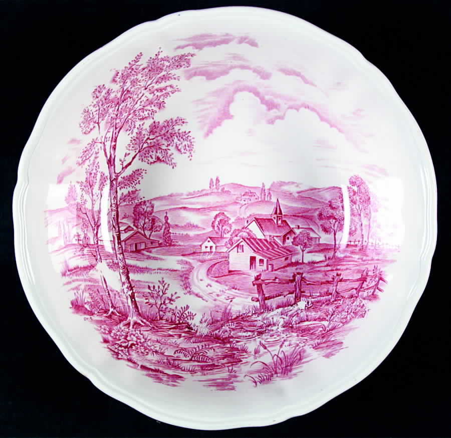 Reverie Pink 9" Round Vegetable Bowl by Alfred Meakin-1