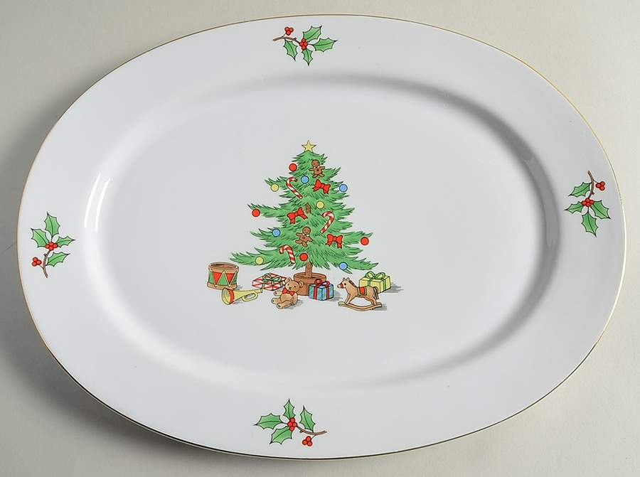 Home For The Holidays (No Gold Band) 13" Oval Serving Platter by Meiwa-1