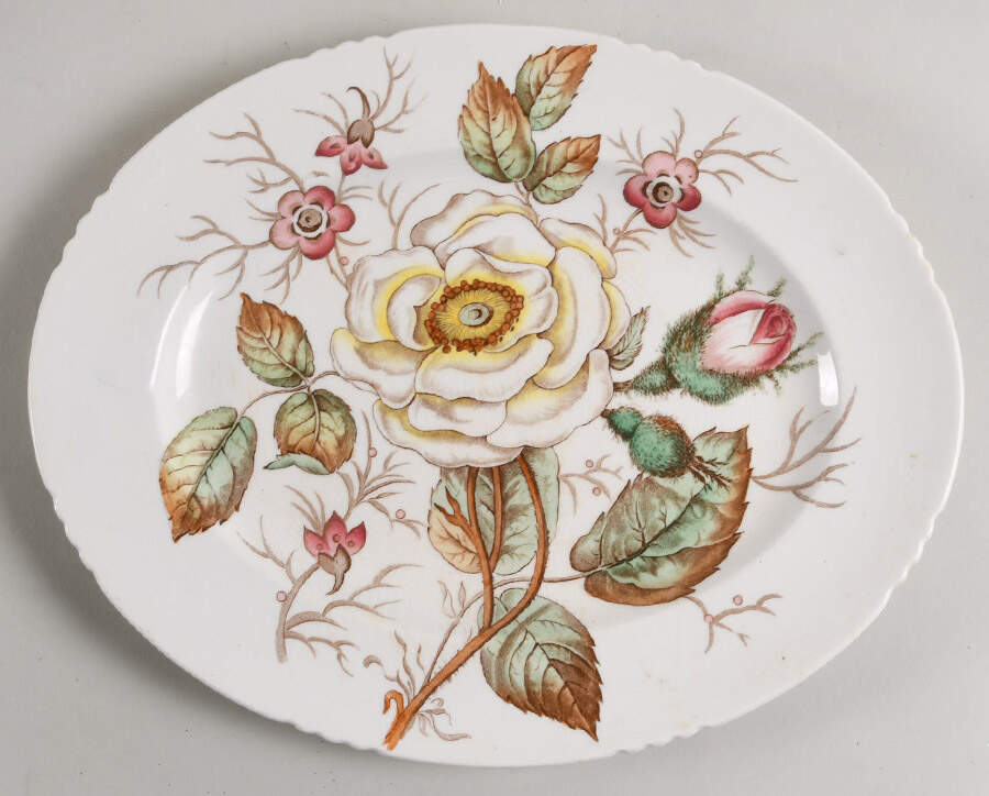 Old Rose 12" Oval Serving Platter by John Maddock & Sons-1