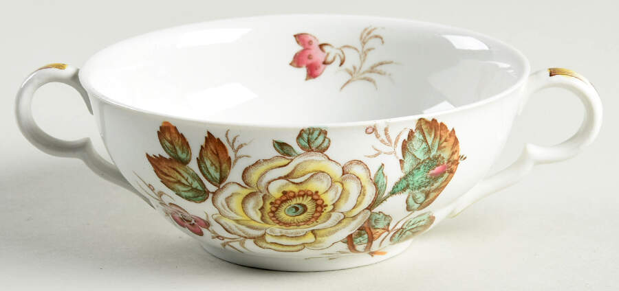 Old Rose Flat Cream Soup Bowl by John Maddock & Sons-1