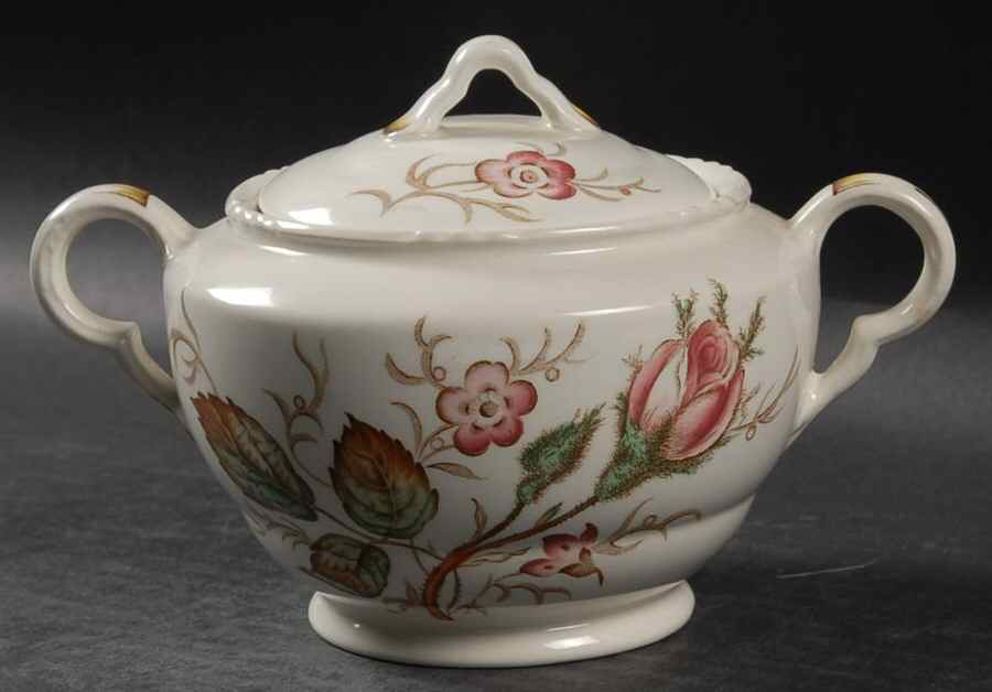 Old Rose Sugar Bowl & Lid by John Maddock & Sons-1