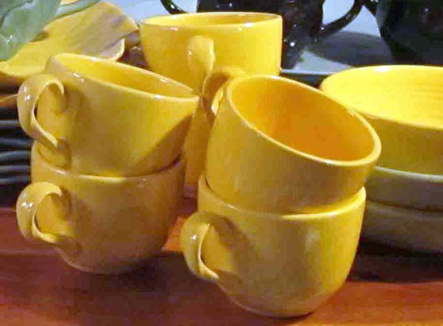 Galaxy Yellow Flat Cup by Metlox - Poppytrail - Vernon-1