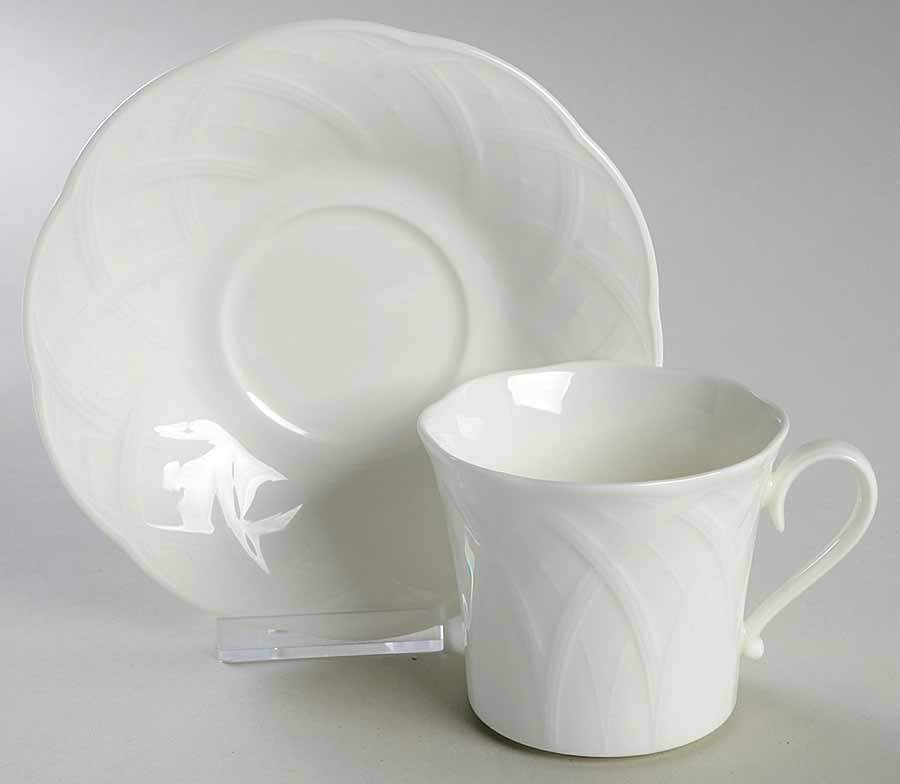 White House Flat Cup & Saucer Set by Mikasa-1