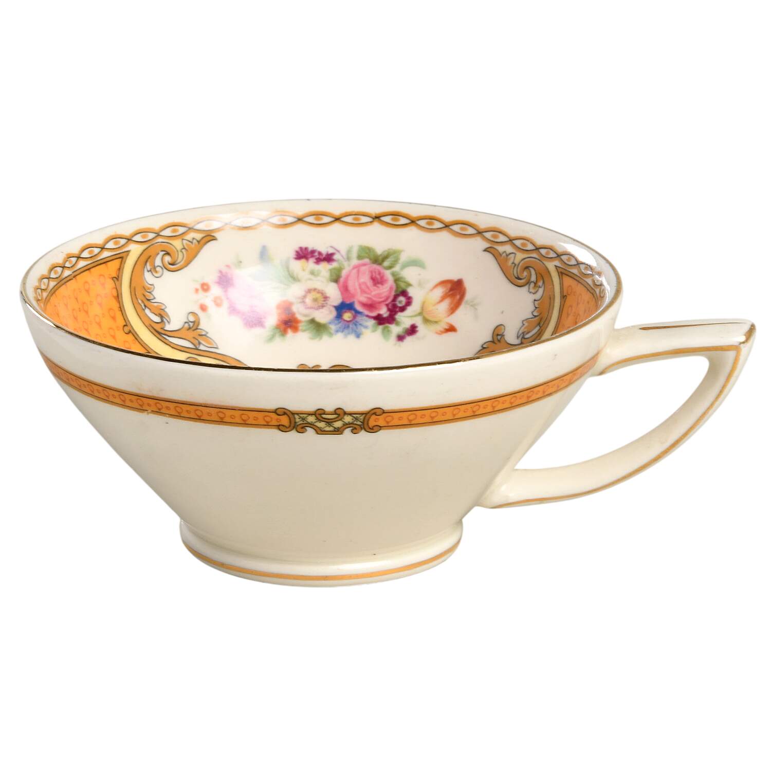 The Bouquet Orange Flat Cup by Myott Staffordshire-1