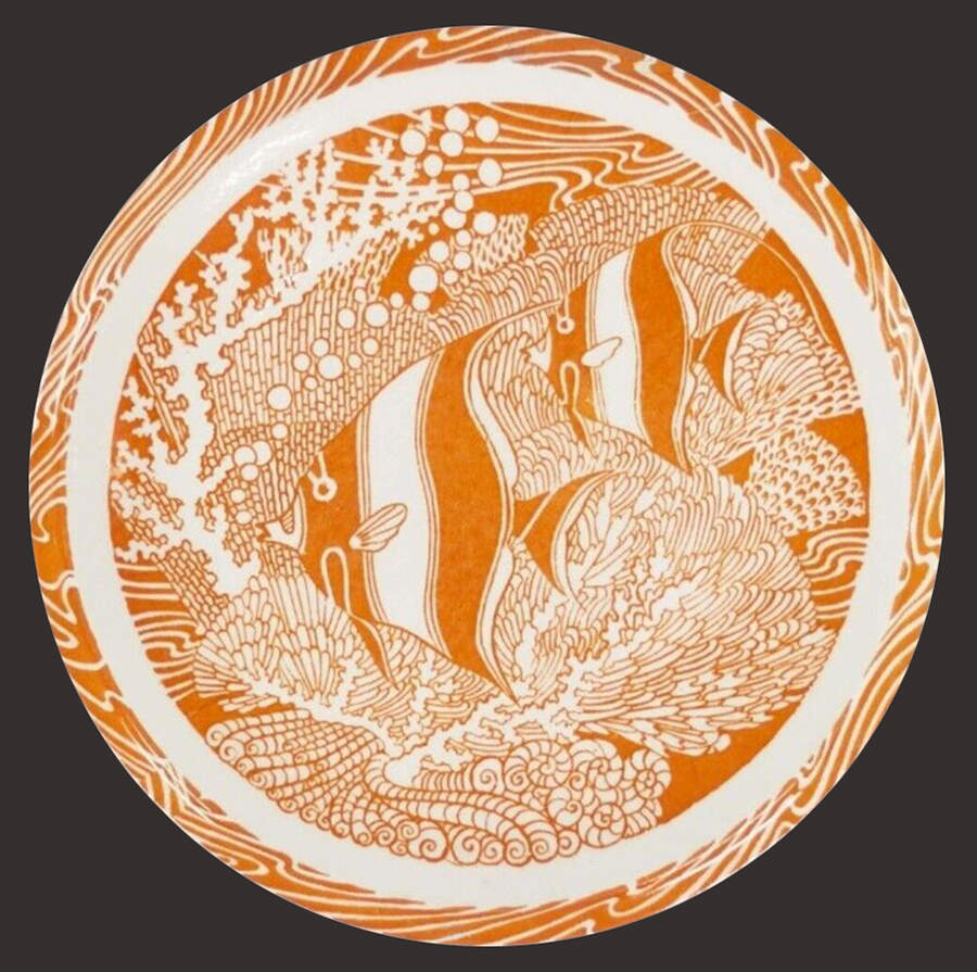 Coral Reef Orange Luncheon Plate by Metlox - Poppytrail - Vernon-1