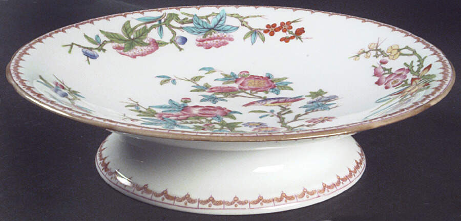 Cuckoo (Scalloped, White, Globe Backstamp) Round Compote (Height X Width) by Minton-1
