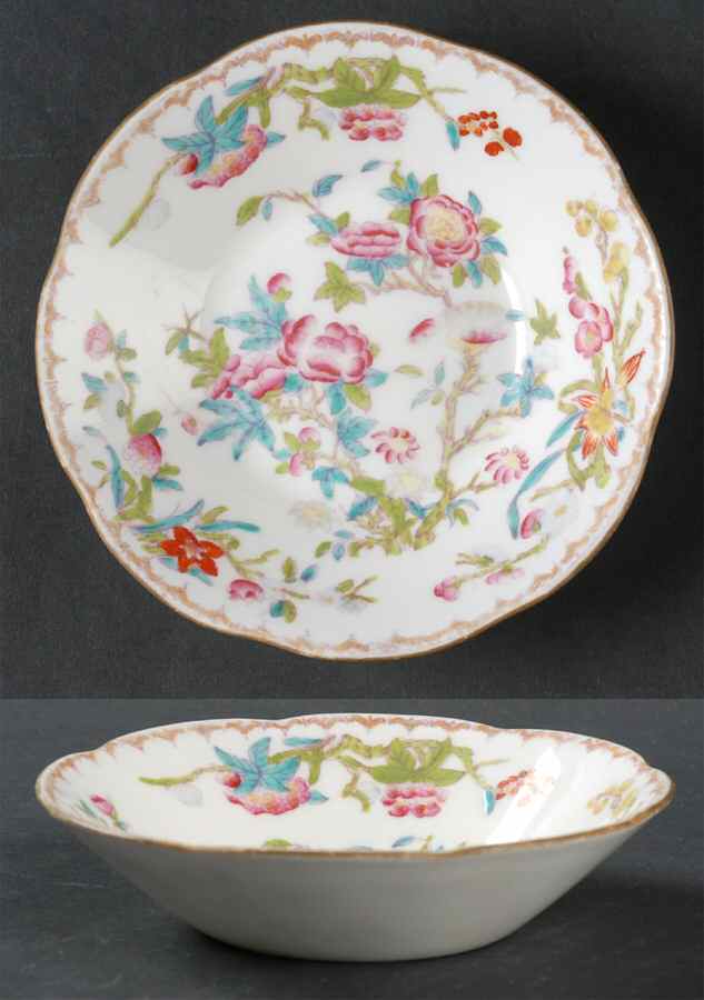 Cuckoo (Scalloped, White, Globe Backstamp) Fruit/Dessert (Sauce) Bowl by Minton-1