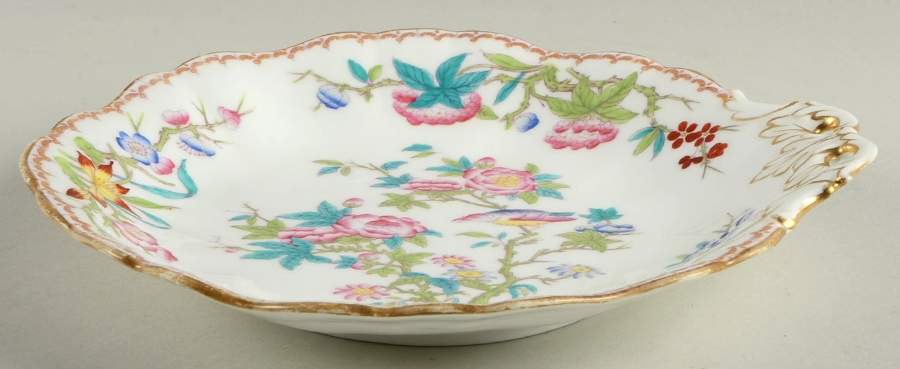 Cuckoo (Scalloped, White, Globe Backstamp) 1 Handle Bon Bon by Minton-1