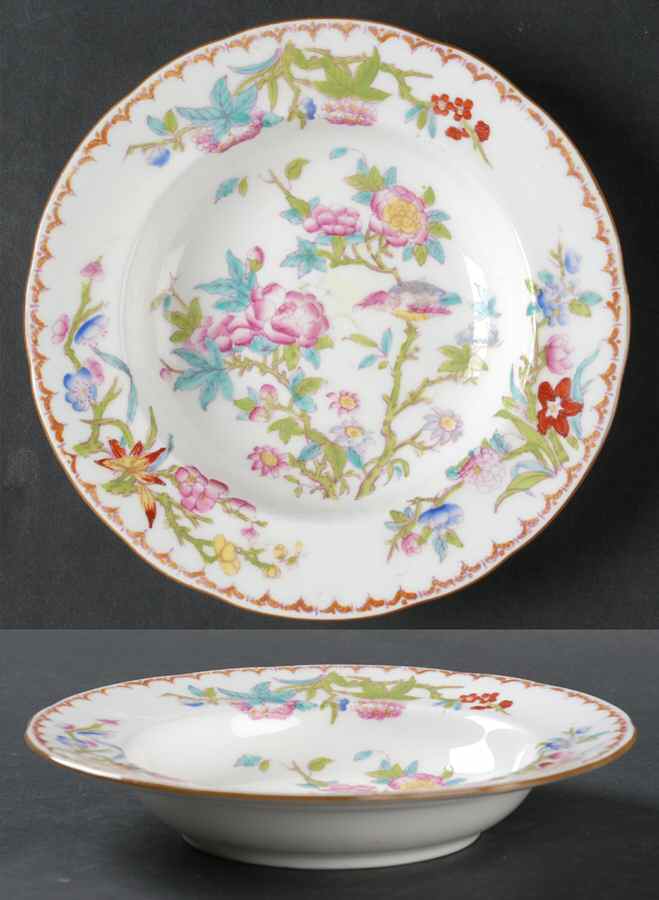 Cuckoo (Scalloped, White, Globe Backstamp) Rim Fruit/Dessert (Sauce) Bowl by Minton-1
