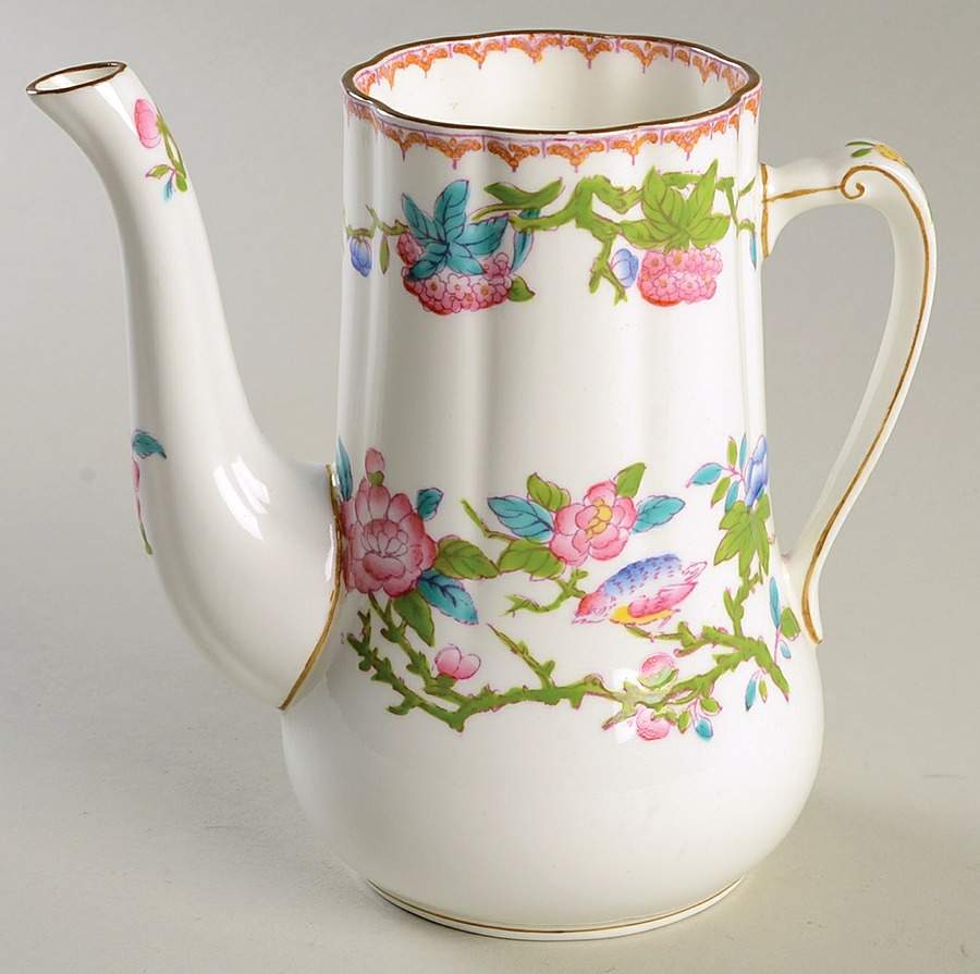 Cuckoo (Scalloped, White, Globe Backstamp) Mini Coffee Pot No Lid by Minton-1
