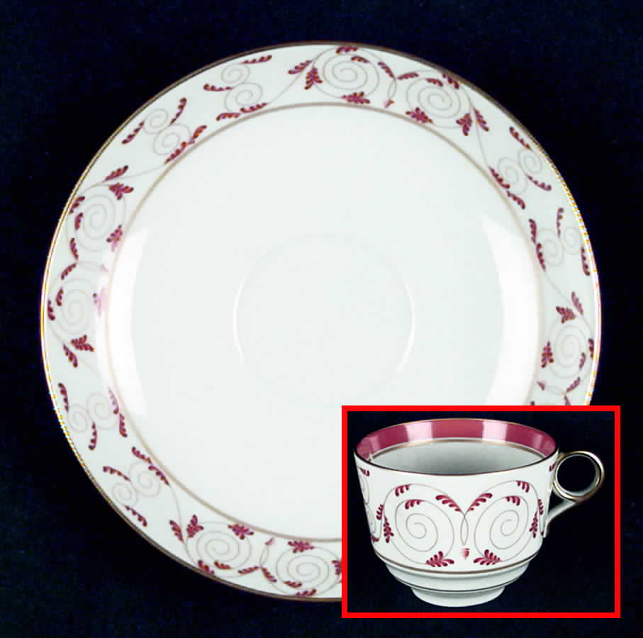 Scroll & Basket Flat Cup & Saucer Set by Mottahedeh-1