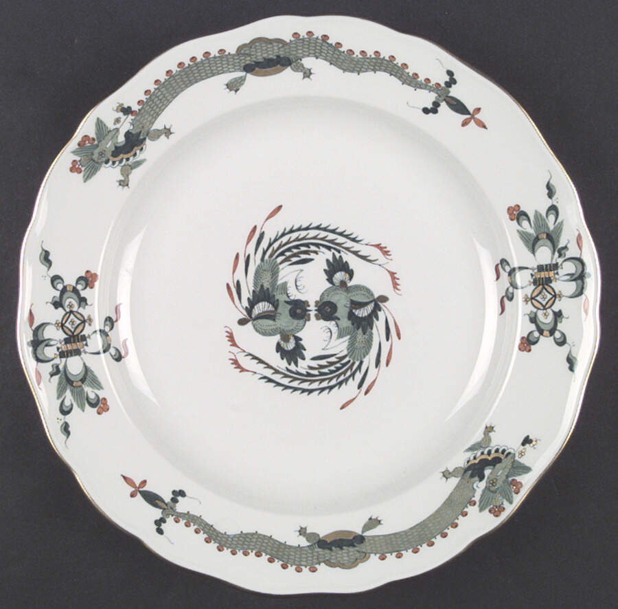 Dragon Green (Red Dot Accent) Dinner Plate by Meissen (Germany)-1