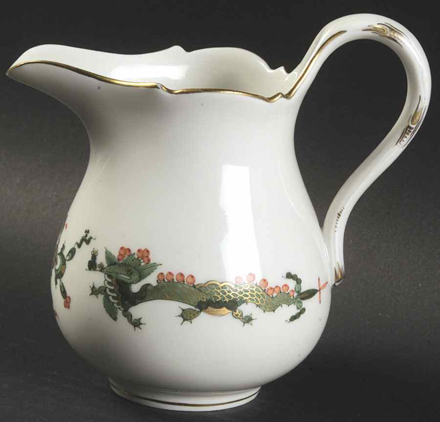 Dragon Green (Red Dot Accent) Creamer by Meissen (Germany)-1