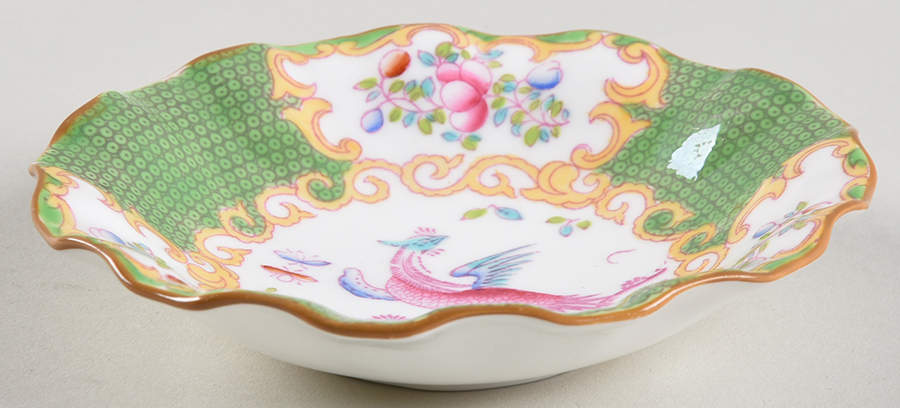 Cockatrice Green (Scalloped, Brown Trim) Butter Pat by Minton-1