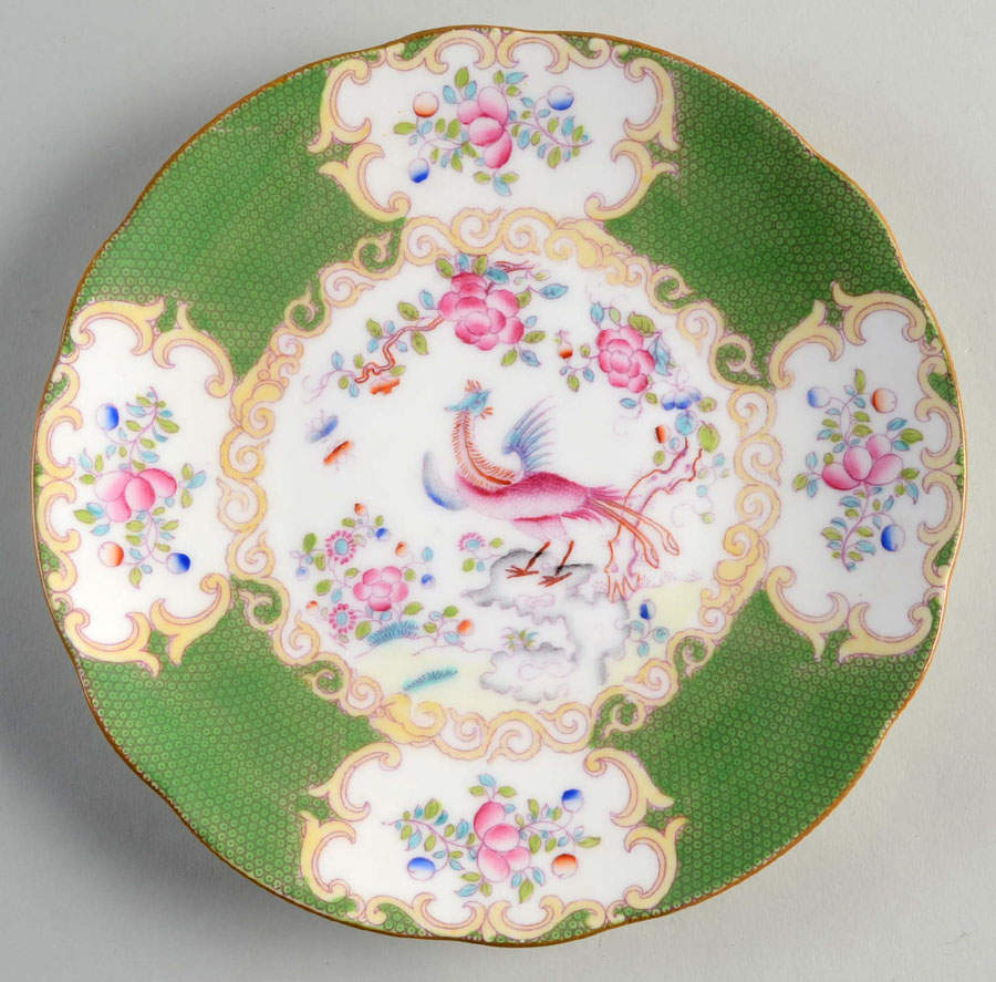 Cockatrice Green (Scalloped, Brown Trim) Salad Plate by Minton-1
