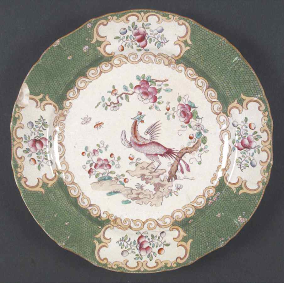 Cockatrice Green (Scalloped, Brown Trim) Dinner Plate by Minton-1