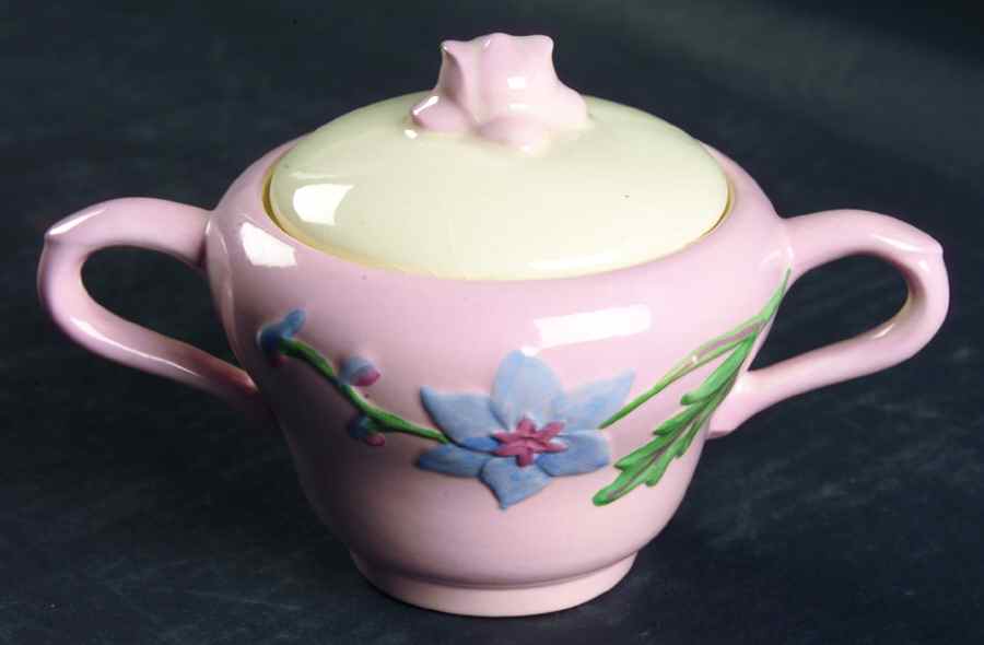 Delphinium Pink Sugar Bowl & Lid by Metlox - Poppytrail - Vernon-1