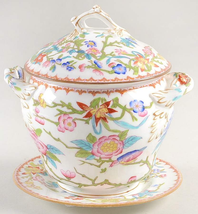 Cuckoo (Smooth, White, Globe Bks) Sugar Bowl & Lid by Minton-1