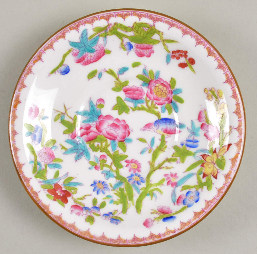 Cuckoo (Smooth, White, Globe Bks) Saucer for Chocolate Cup by Minton-1