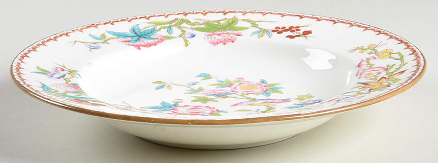 Cuckoo (Smooth, White, Globe Bks) Large Rim Soup Bowl by Minton-1