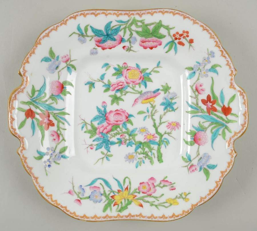 Cuckoo (Smooth, White, Globe Bks) Handled Cake Plate by Minton-1
