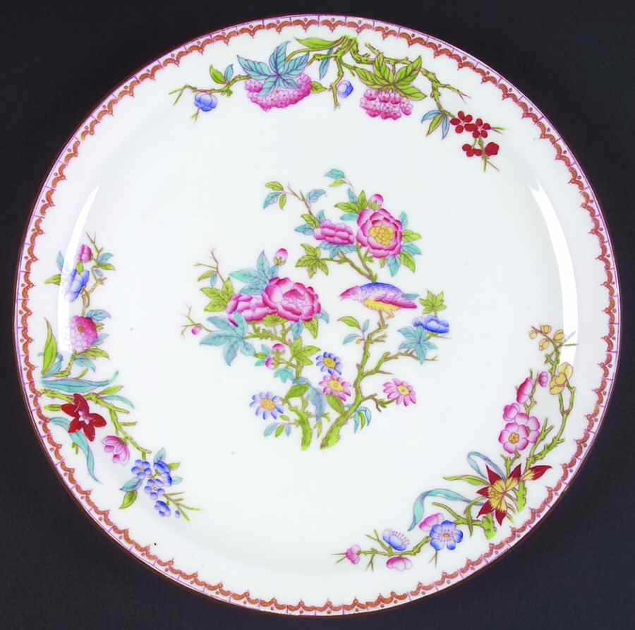 Cuckoo (Smooth, White, Globe Bks) Cake Plate by Minton-1