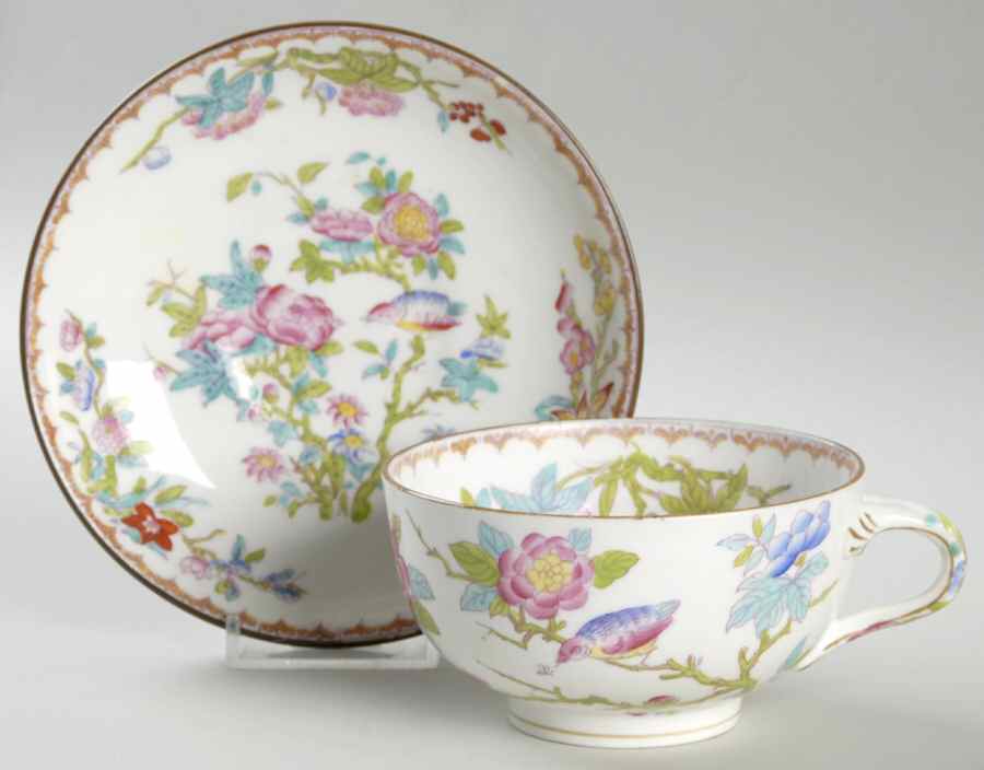 Cuckoo (Smooth, White, Globe Bks) Oversized Cup & Saucer Set by Minton-1