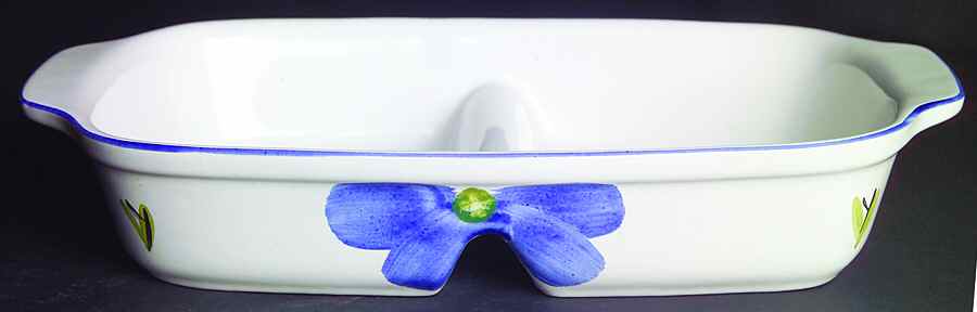 Italian Daisy Rectangular Divided Vegetable Bowl by Maxam (Italy-Portugal)-1