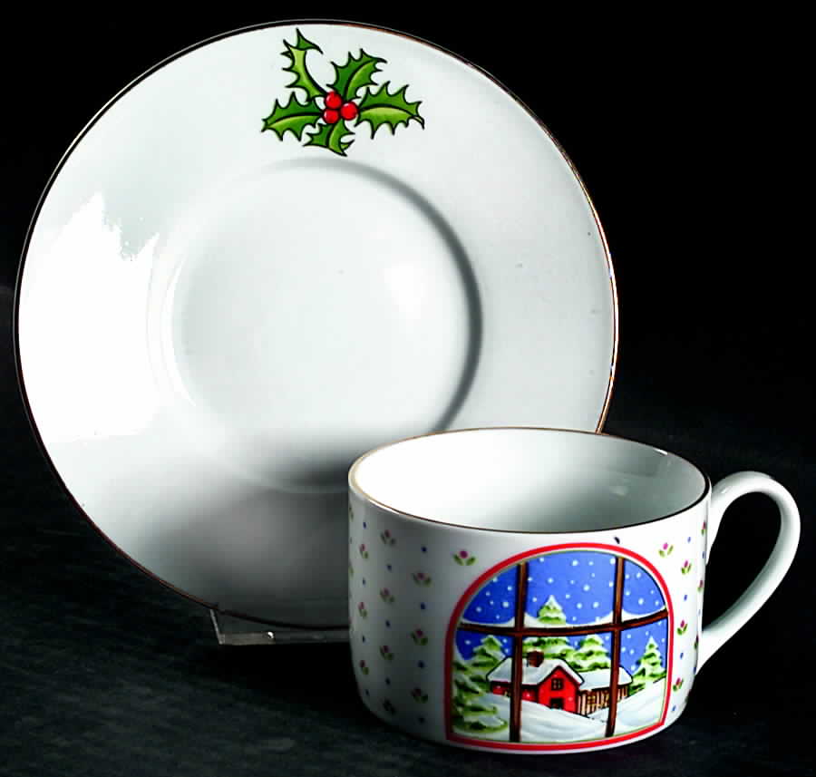 The Night Before Christmas Flat Cup & Saucer Set by Meiwa-1