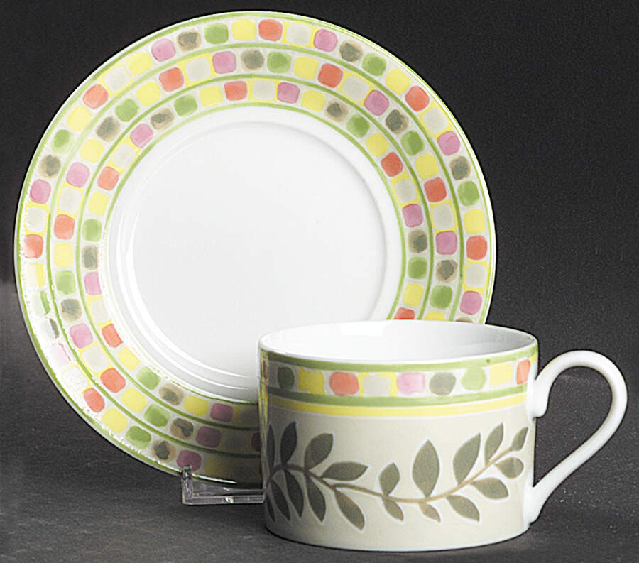 Park Row Green Flat Cup & Saucer Set by Mikasa-1