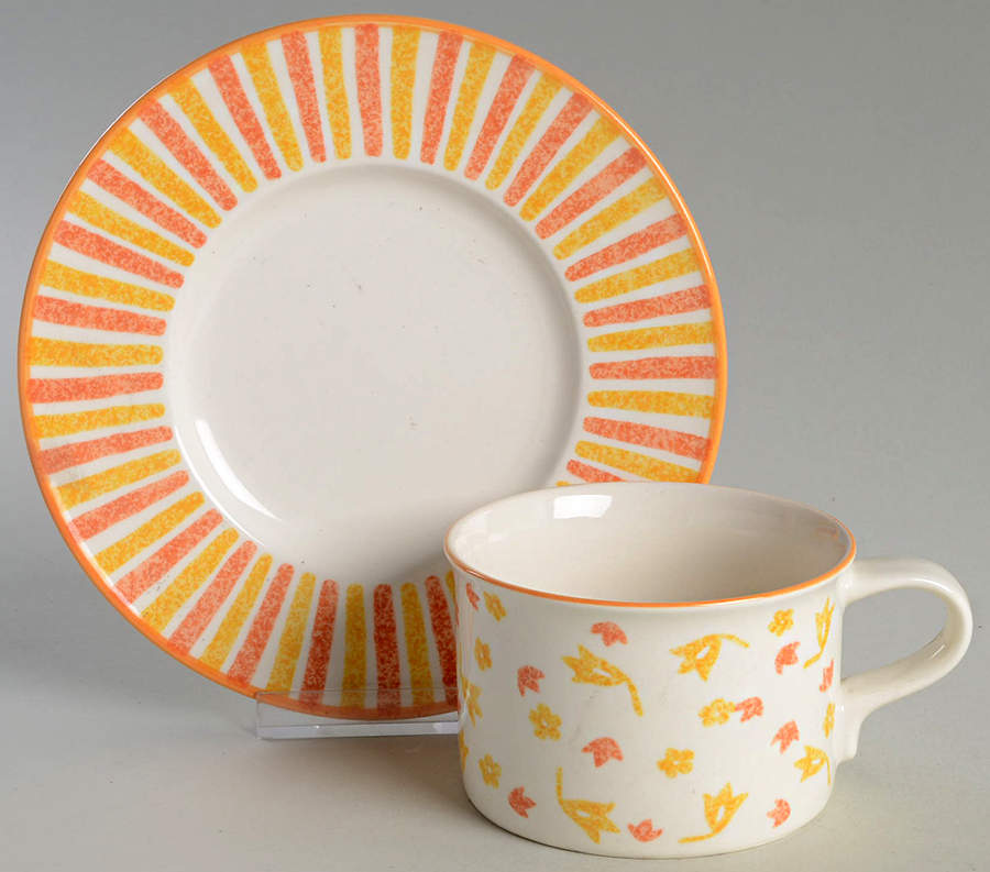 Spring Court Rust Flat Cup & Saucer Set by Mikasa-1