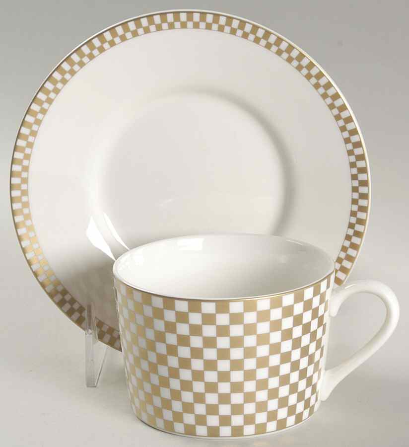Vassar Gold Flat Cup & Saucer Set by Mikasa-1