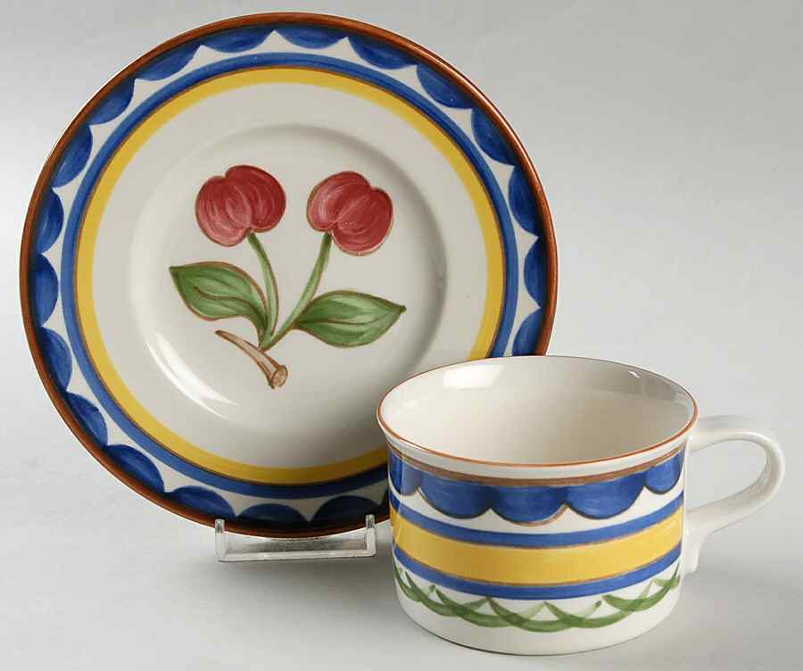 Algarve Cherry Flat Cup & Saucer Set by Mikasa-1