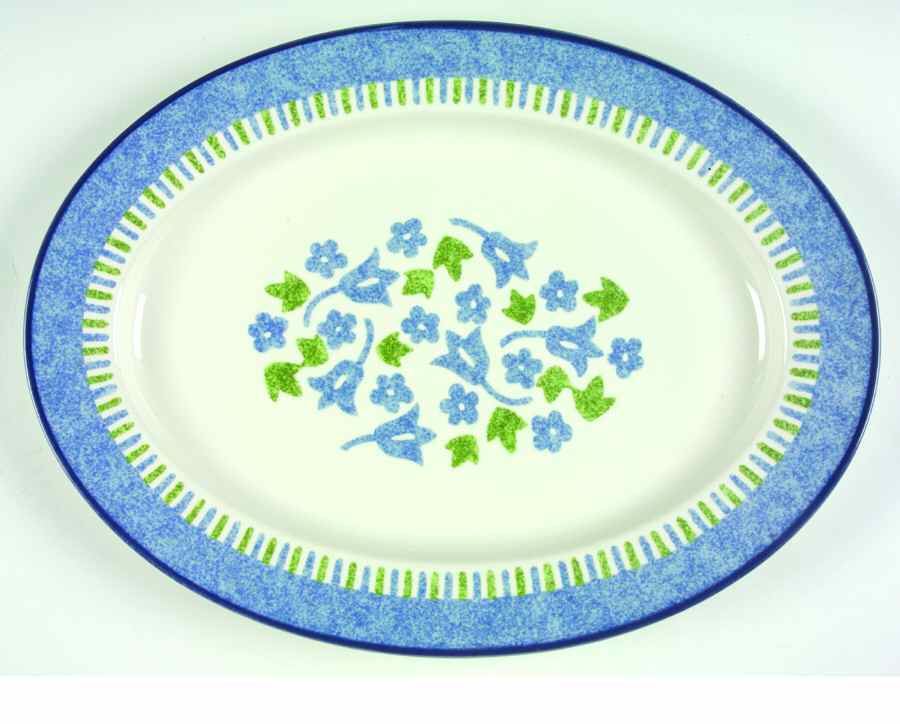 Spring Court Blue 15" Oval Serving Platter by Mikasa-1