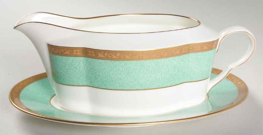 Victorian Jade Gravy Boat & Underplate by Mikasa-1