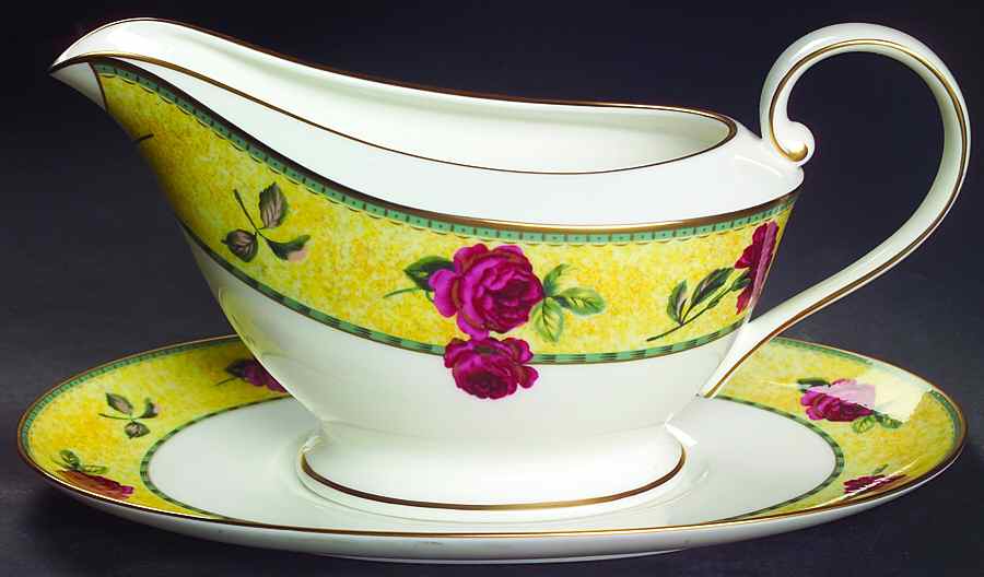 Rose Moire Gravy Boat & Underplate by Mikasa-1