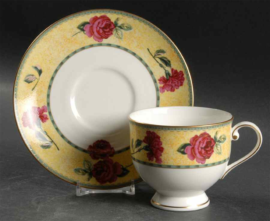 Rose Moire Footed Cup & Saucer Set by Mikasa-1
