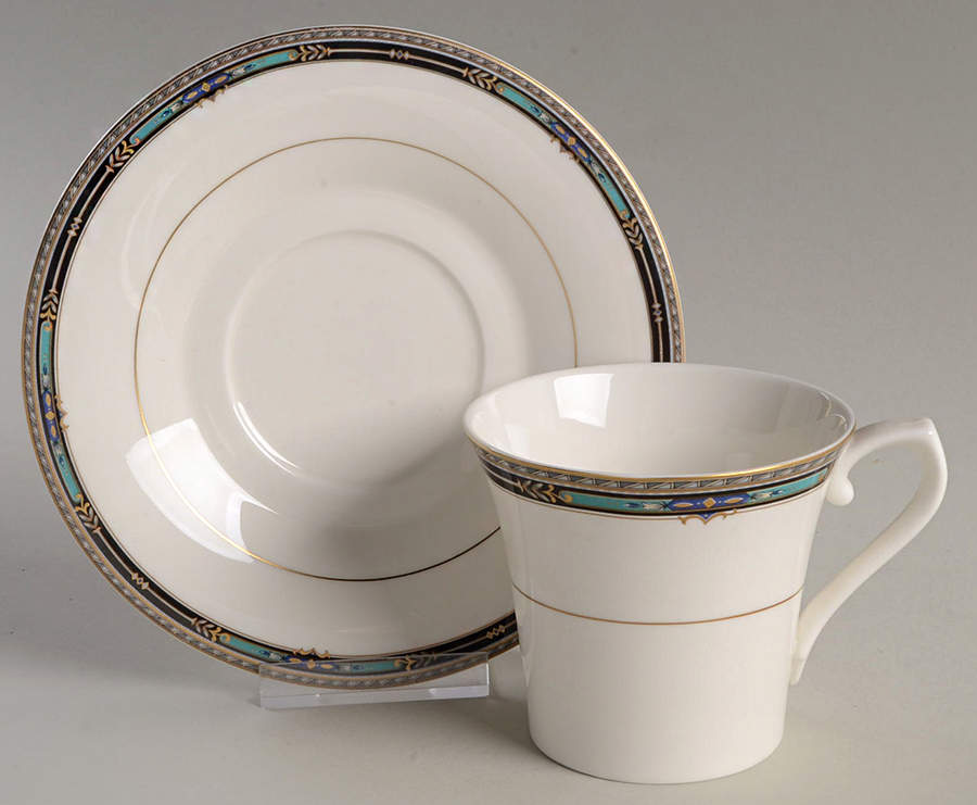 Plaza Court Black Flat Cup & Saucer Set by Mikasa-1