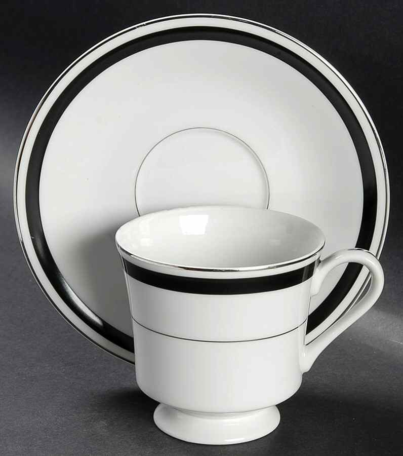 Courier Footed Cup & Saucer Set by Montgomery Ward-1