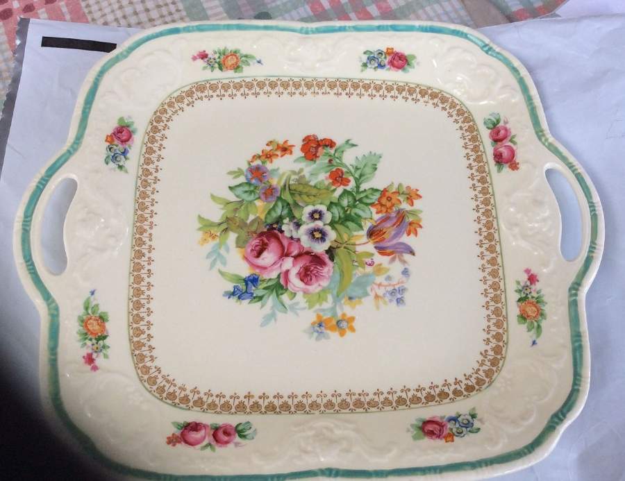 Rosalind Square Handled Cake Plate by Alfred Meakin-1