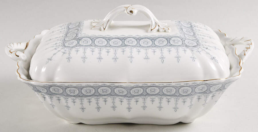 Premiere Blue Gray Rectangular Covered Vegetable by John Maddock & Sons-1