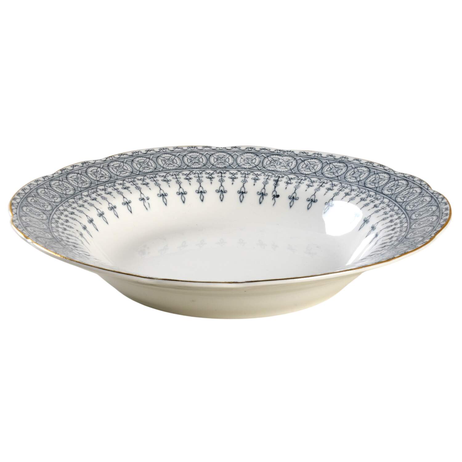 Premiere Blue Gray Rim Soup Bowl by John Maddock & Sons-1