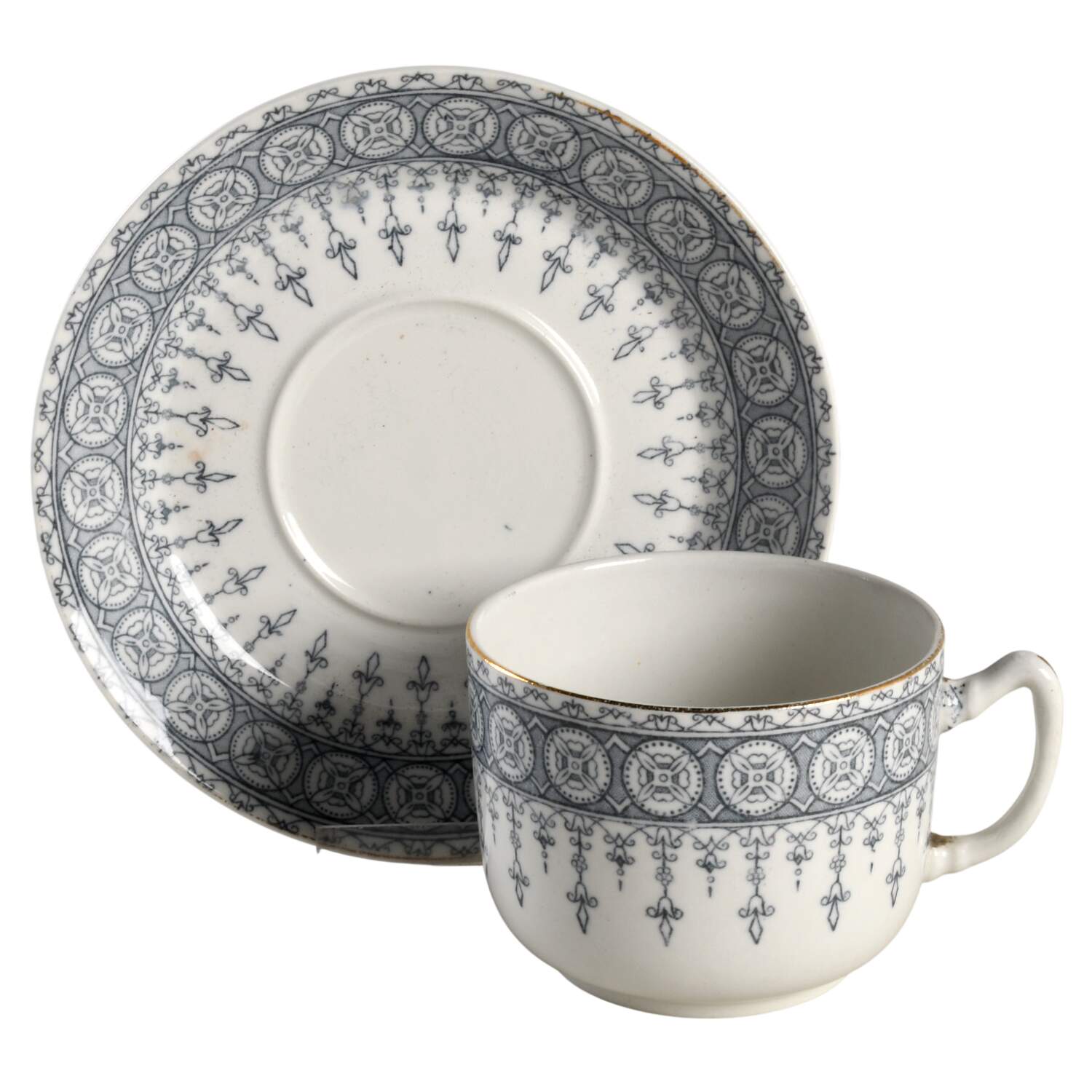 Premiere Blue Gray Flat Cup & Saucer Set by John Maddock & Sons-1