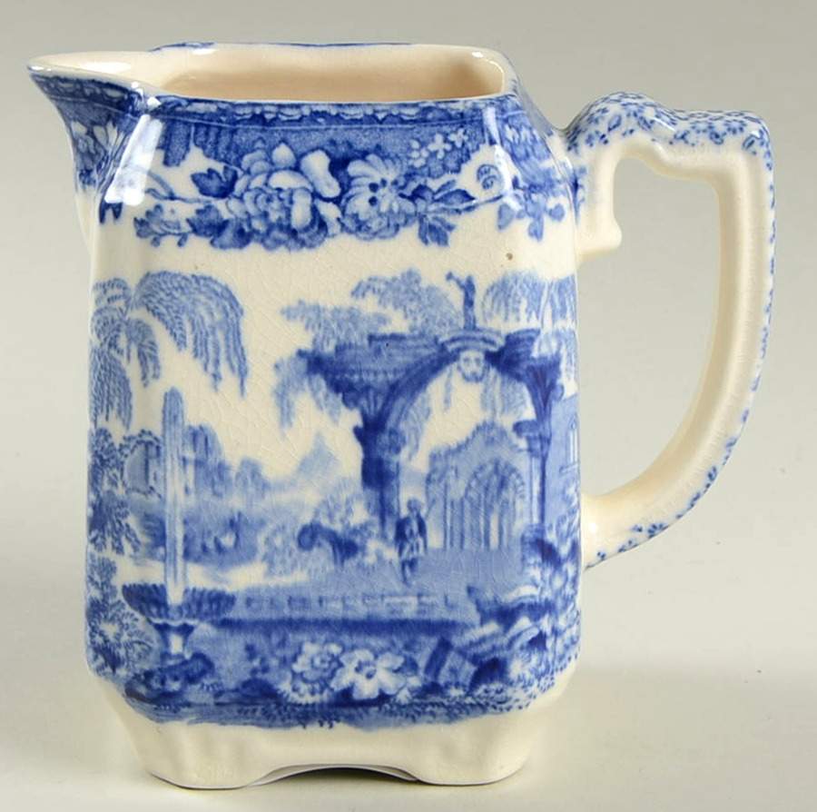 Fountains Blue Square Creamer by Mason's-1