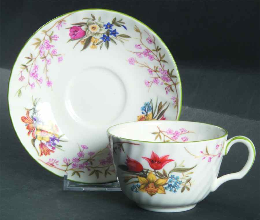 Spring Blossom Flat Cup & Saucer Set by Minton-1