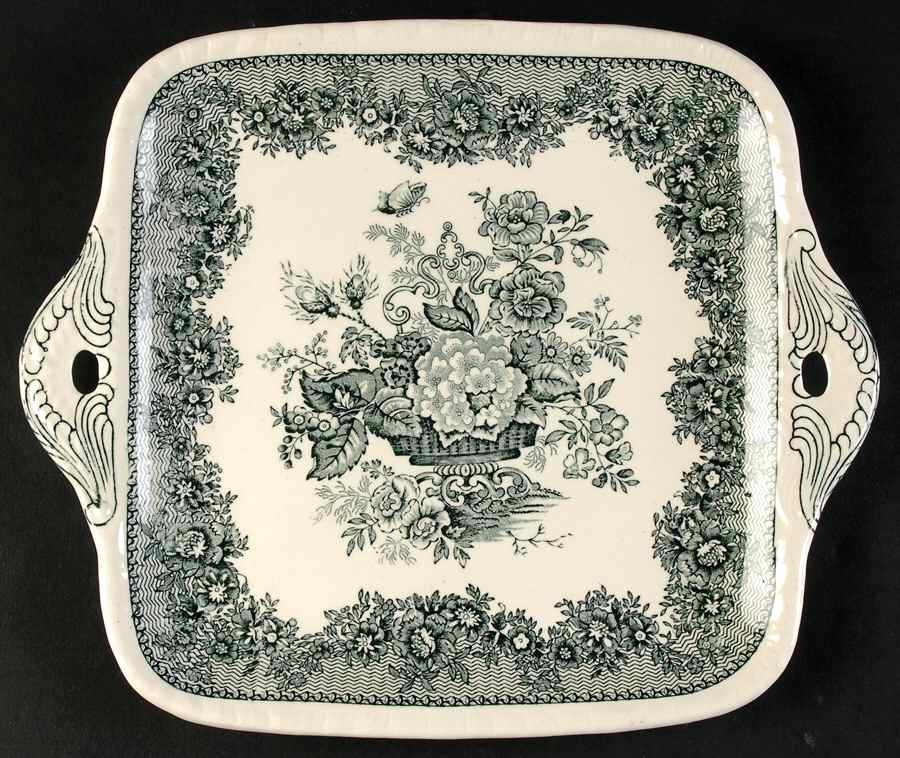 Ascot Green Handled Cake Plate by Mason's-1